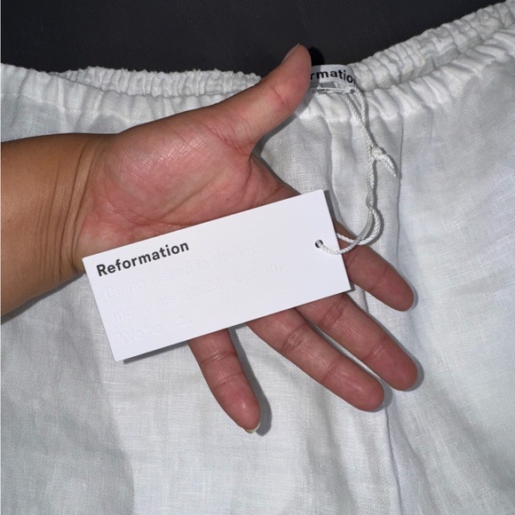 Reformation Remi Cropped Linen Pant White - Picture 7 of 11
